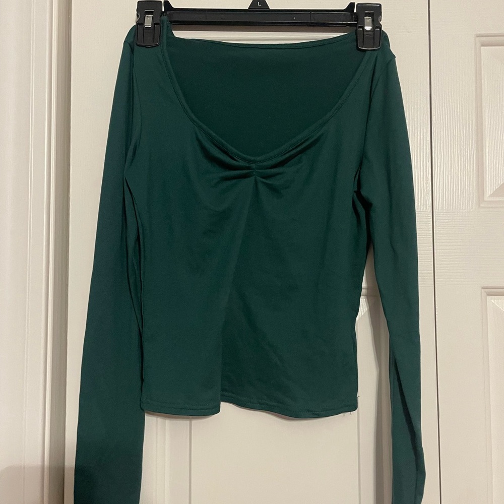 SHEIN Deep Green Long Sleeve Top